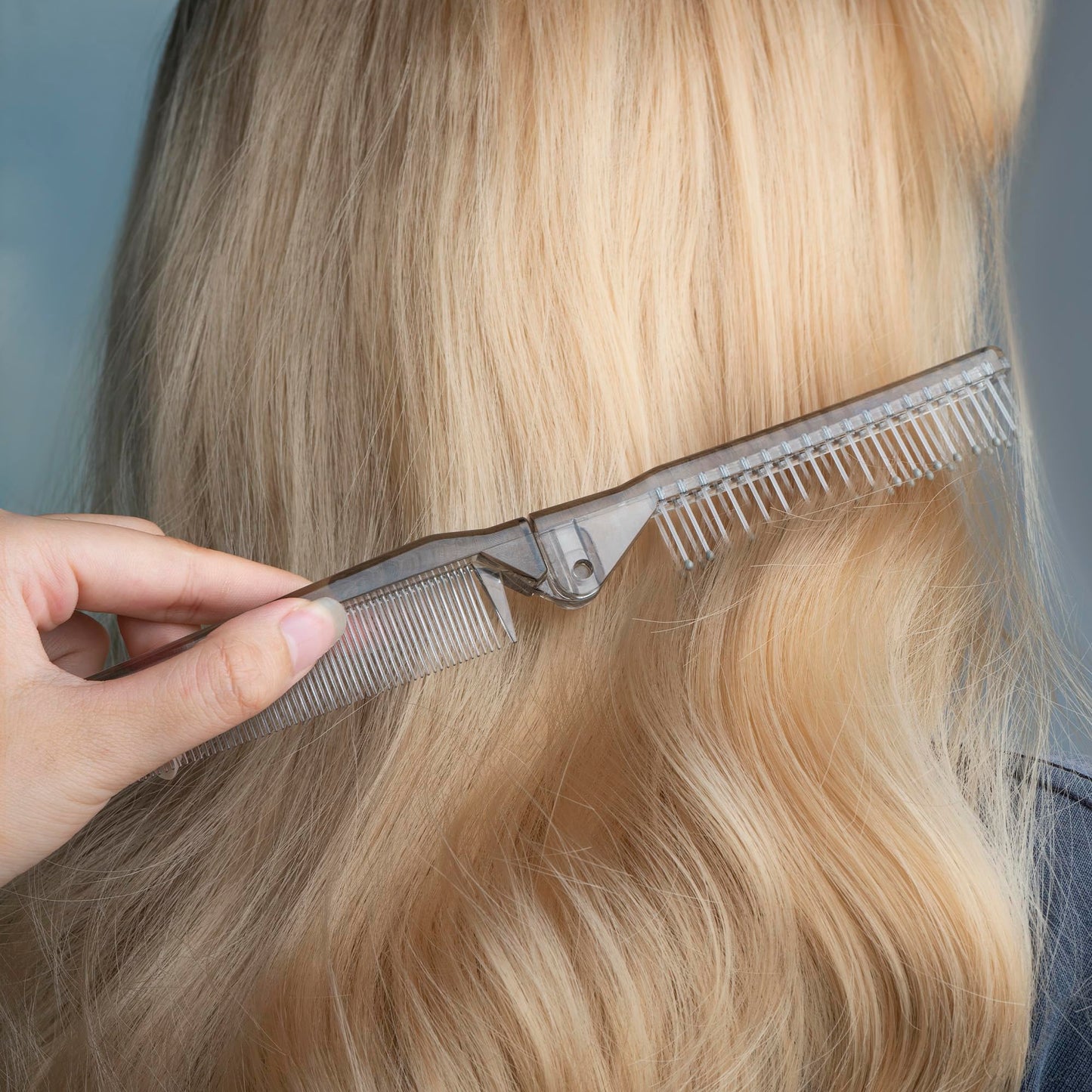 SHIDOW Folding Travel Comb – Compact Mini Hair Comb for Purse, Pocket or On-the-Go Use, Small Wide Tooth Comb for Women & Men, Lightweight & Foldable Design for Hair Styling and Detangling - Gray