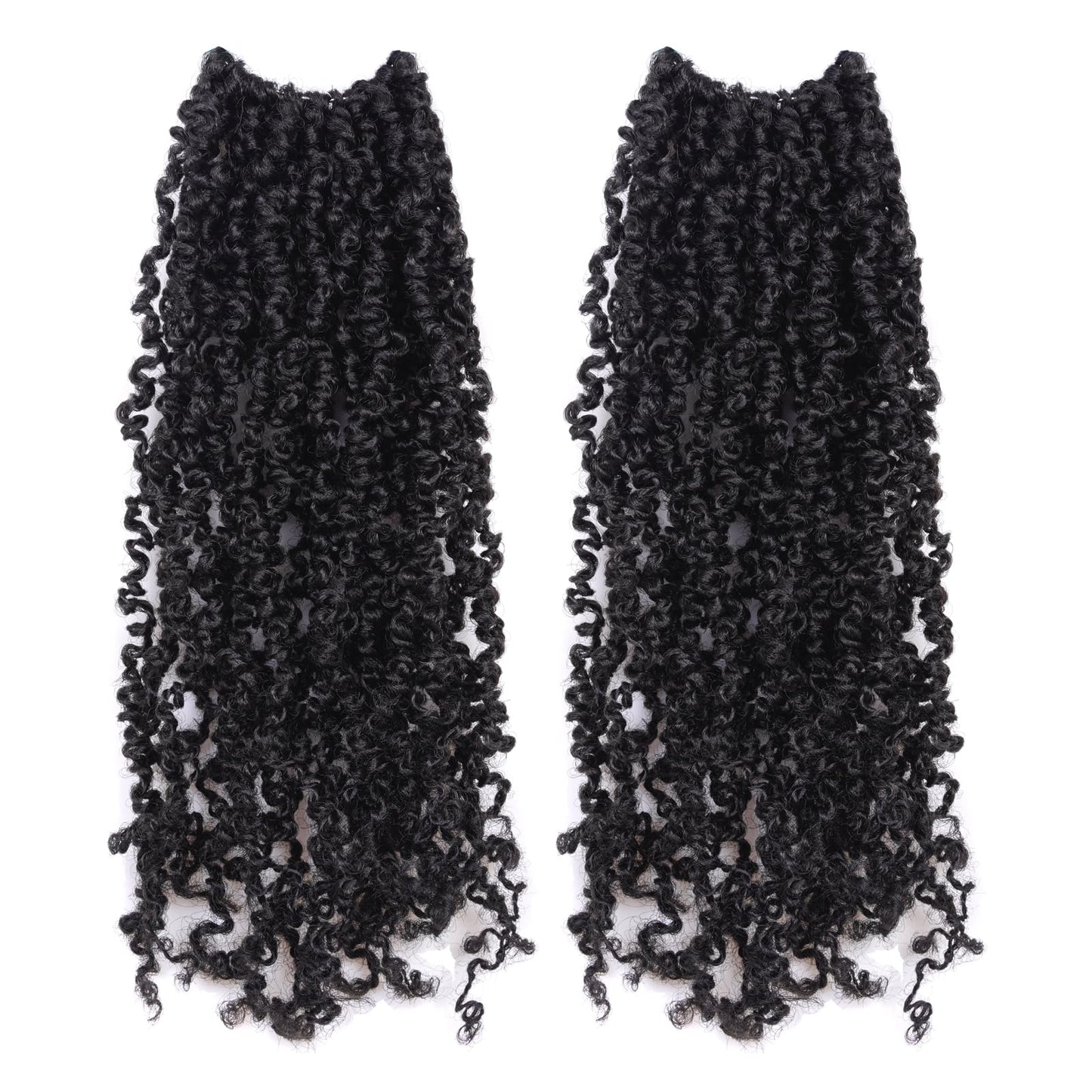 Toyotress Yanky Twist Crochet Hair - 16 Inch 2 Packs (30 Strands/Pcs) Fluffy Spring Mini Twist Passion Twist, Natural Black Pre-Looped Crochet Braids Braiding Hair (16 Inch, 1B-2P)