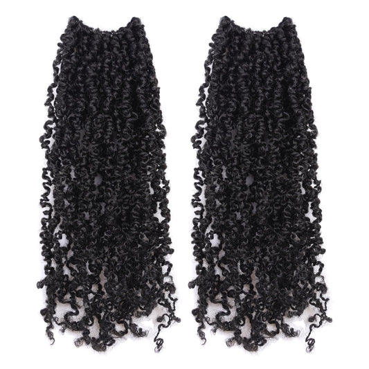 Toyotress Yanky Twist Crochet Hair - 16 Inch 2 Packs (30 Strands/Pcs) Fluffy Spring Mini Twist Passion Twist, Natural Black Pre-Looped Crochet Braids Braiding Hair (16 Inch, 1B-2P)