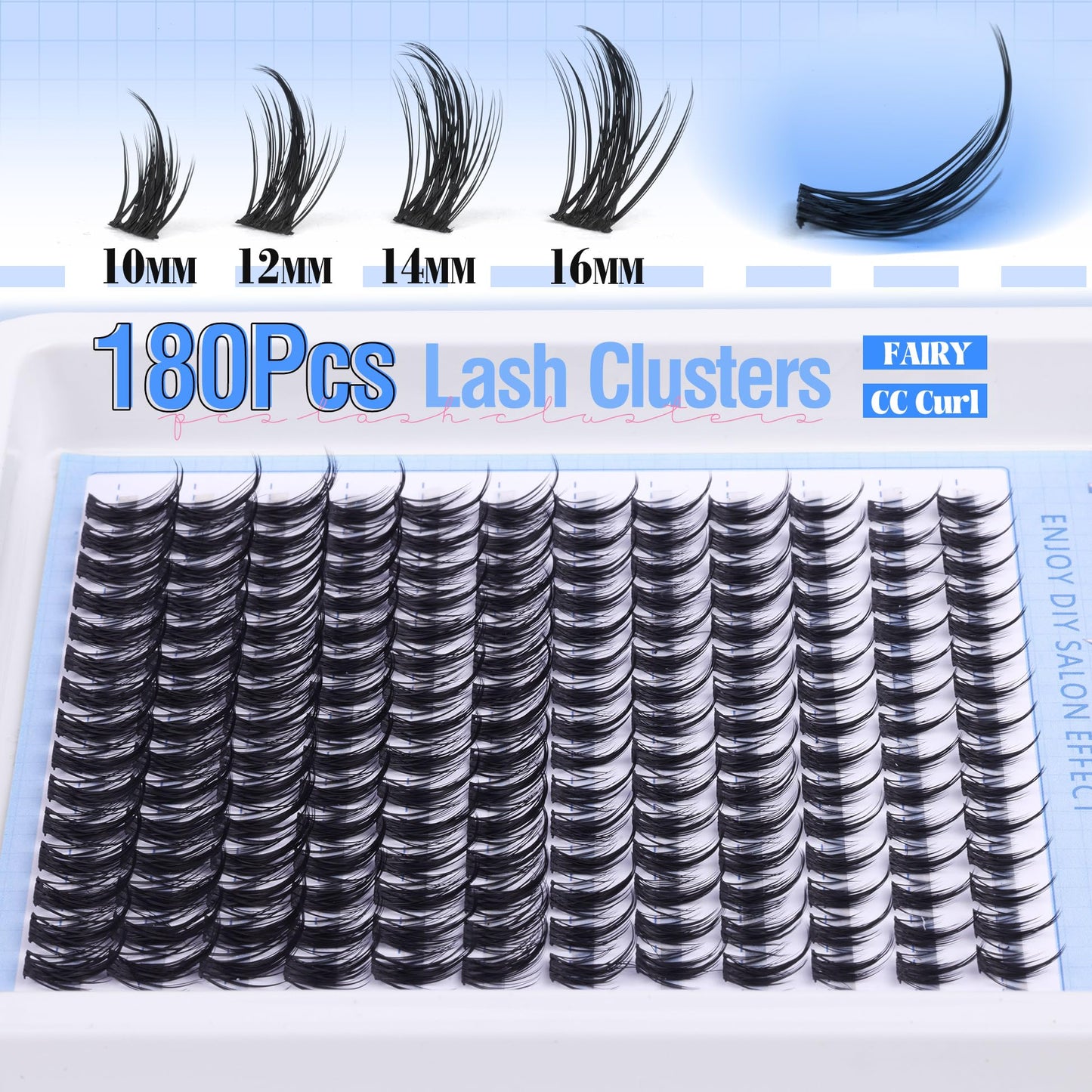 Fairy Lash Clusters Kit Manga Cluster Eyelash Extensions Kit Spiky Cluster Lashes Anime Individual Lashes Wispy Eyelash Clusters 10-16MM Natural Lash Extension Everyday DIY Lash Bond and Seal Kit