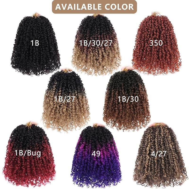 COOKOO 10 Inch Ombre Yanky Twist Crochet Hair - 1B/30#, 8 Packs (Variation: 1B/30#+10 Inch)