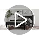 SHA CERLIN 14 Inch Twin Metal Platform Bed Frame with Wooden Headboard - Black Oak