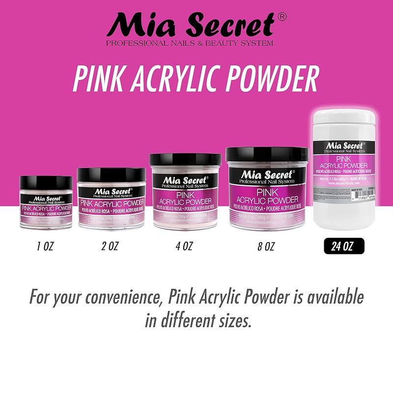 Acrylic Powder 1.5 lb – Mia Secret Pink Self-Leveling, Non-Yellowing USA Made