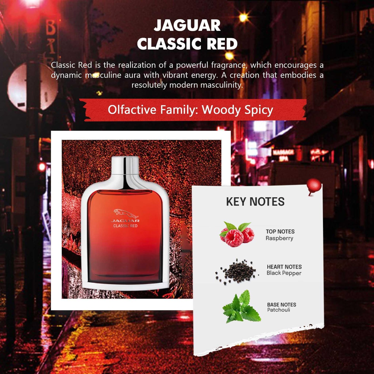 Jaguar Classic Red Eau de Toilette Spray for Men, 3.4 Fl Oz