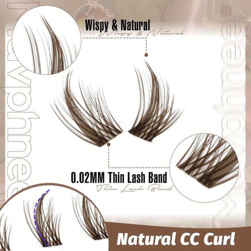 Brown Lash Clusters Kit Dark Brown Eyelash Clusters 120 Pcs Natural Lash Extension Kit 10-16MM CC Curl Individual Lashes Kit with Lash Bond and Seal Lash Glue and Tweezers by Mavphnee