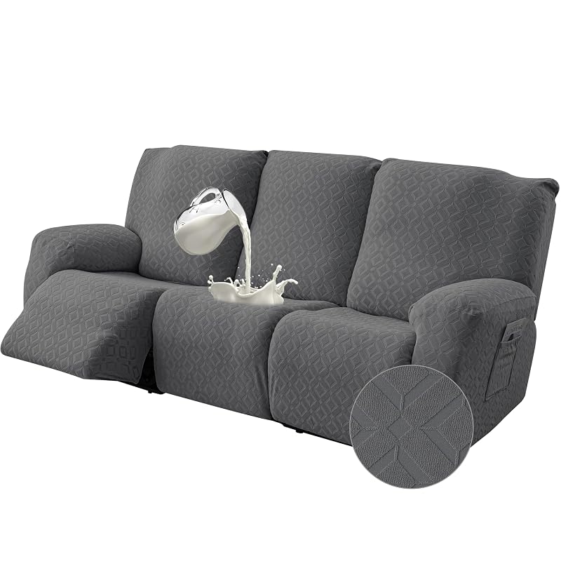 Gennia 3 Seat Waterproof Recliner Sofa Cover in Dark Gray, 72-102in