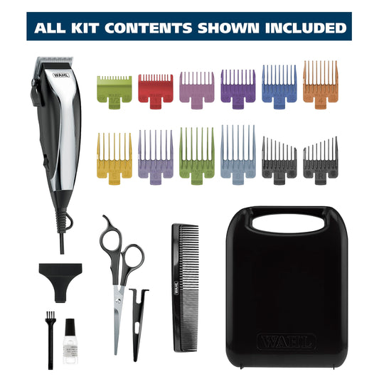 Wahl Home Haircutting Corded Clipper Kit with Adjustable Taper Lever, and 10 Color Coded Guards for Easy Clipping & Trimming - Model 79722