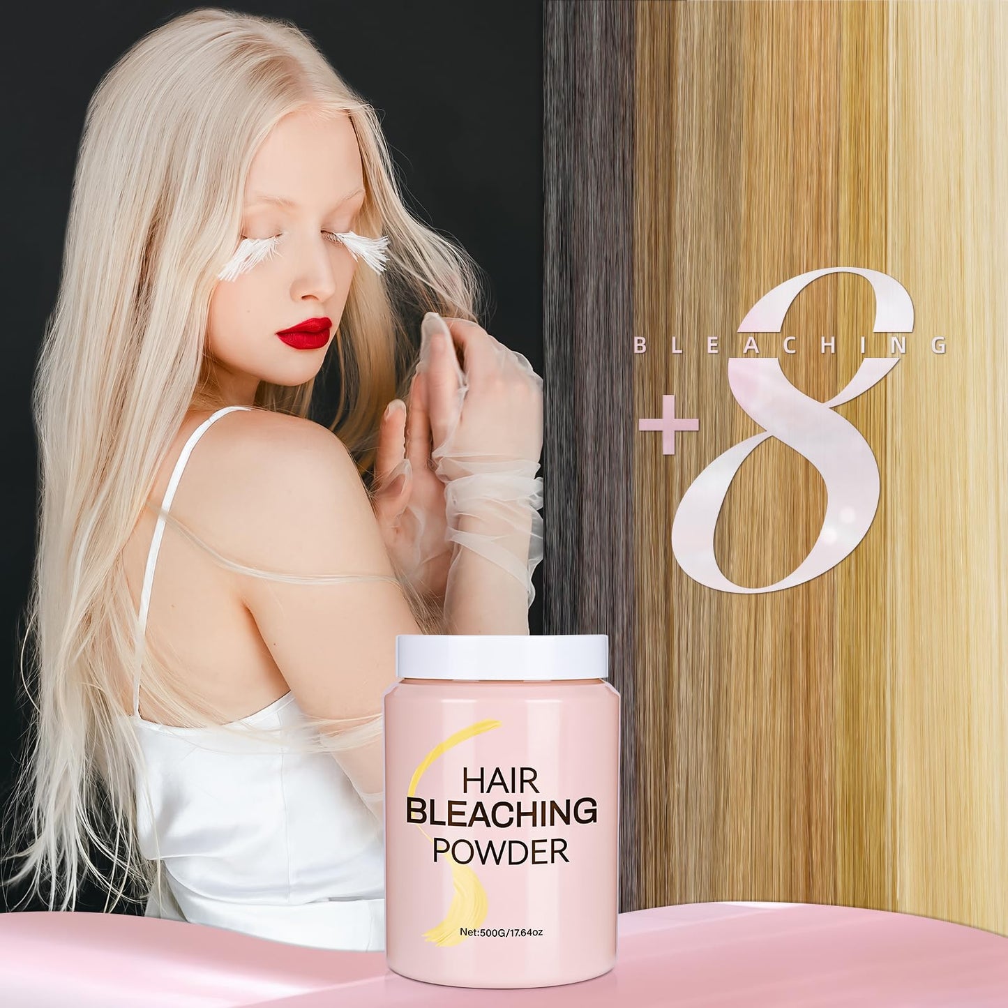 Bleach Powder for Hair，Hair Lightener-Up to 8 Levels of Lift，Quick Blue Hair Bleach Powder for All Hair Types.(500G/17.64oz)