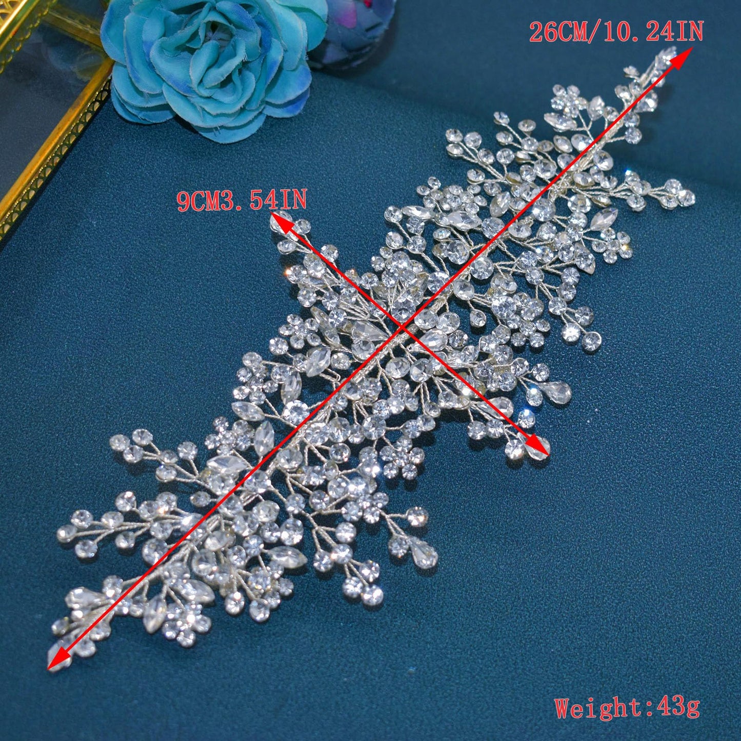 Mpoikba Rhinestone Bride Headband, Elegant Wedding Hair Pieces for Brides, Bridal Hair Accessories(Silver)