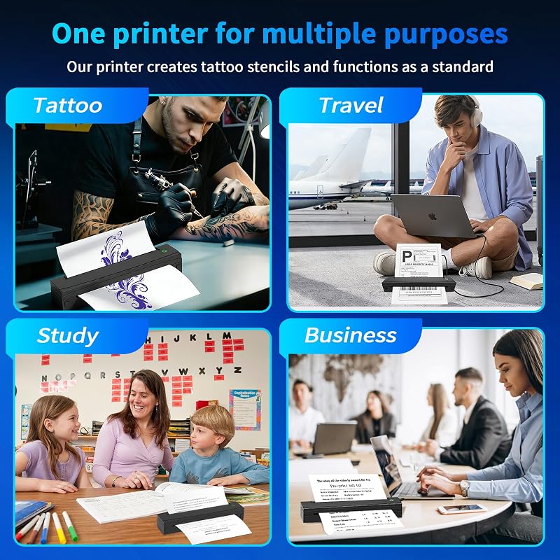 Tattoo Stencil Printer – Wireless 203 DPI Thermal Printer for Tattoo Stencils & Paper