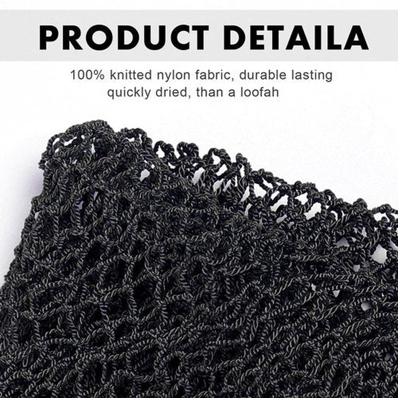 African Net Long Bath Net Sponge,JASSINS African Bathing Sponge,Body Exfoliating Long Net Shower Body Scrubber Back Scrubber Skin Smoother,Stretch Length to 66 INCH (Black and Pink)
