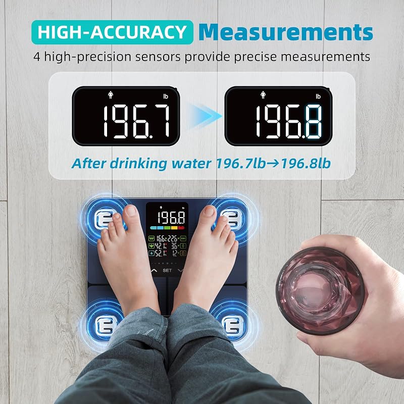 Lepulse No App Body Fat Scale, 500lb Smart Scale with Large 5.44" Display - Dark Blue
