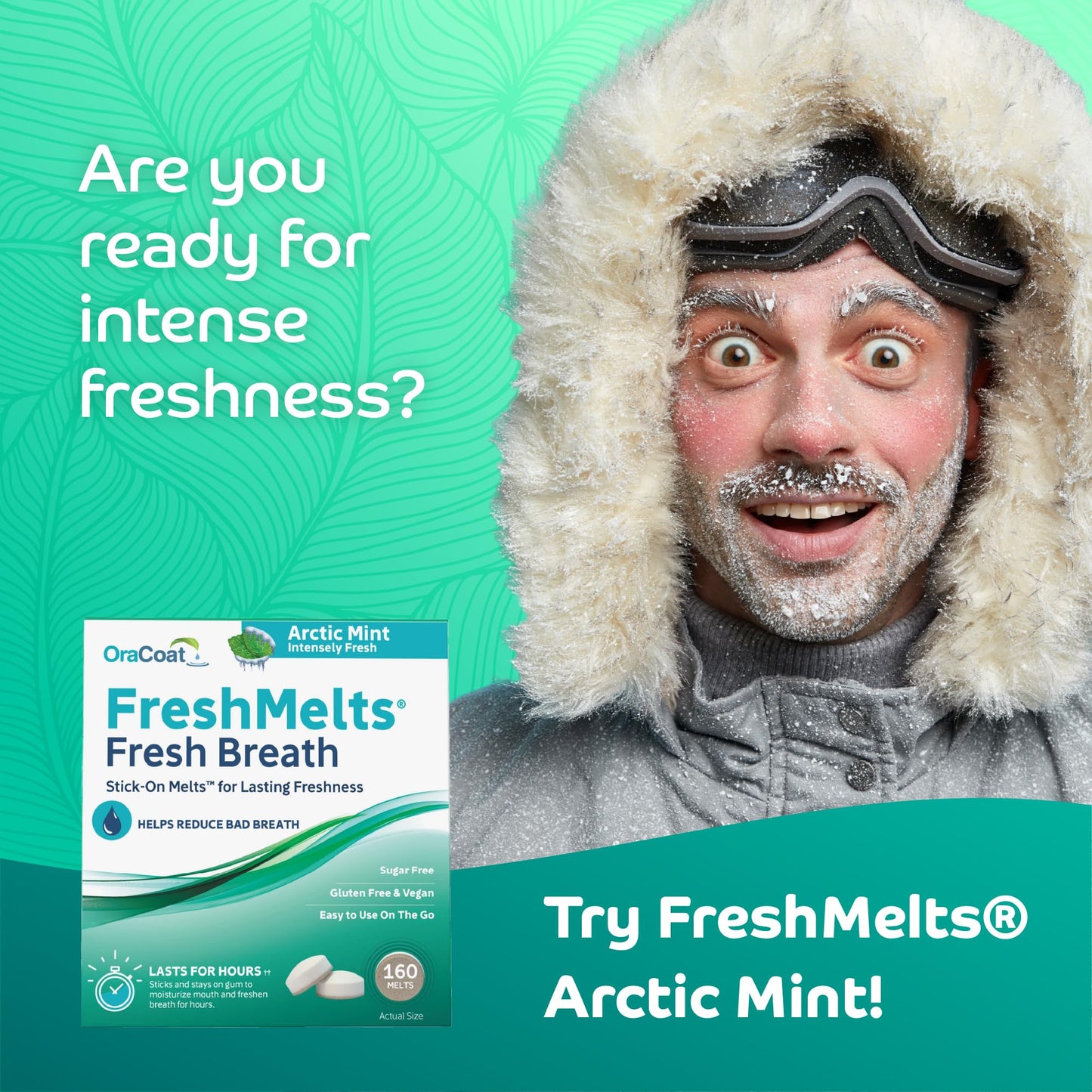 Oracoat FreshMelts Fresh Breath Stick-on Melts for Lasting Freshness, 40 Count Breath Freshener for Bad Breath, Non-Acidic & Sugar-Free, Arctic Mint