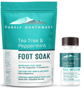 Tea Tree Foot Soak & Nail Oil Set for Damaged Nails & Athletes Foot – 8.5 fl oz (Pack of 2) – Made in USA