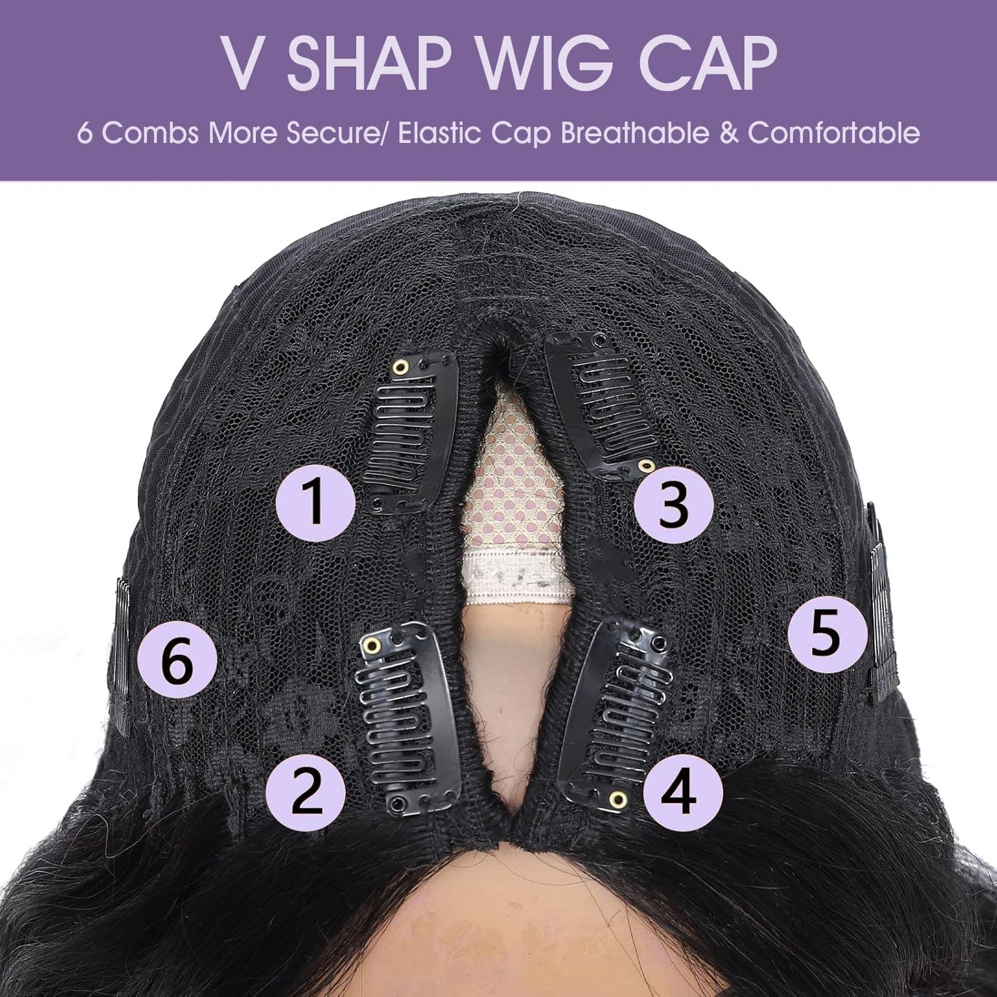 OQ Hair V Part Wig Human Hair Afro Curly Upgrade U Part With Adjustable Drawstring 180% Density V Shape Clip In Half Wig For Women Natural Color 16 Inch