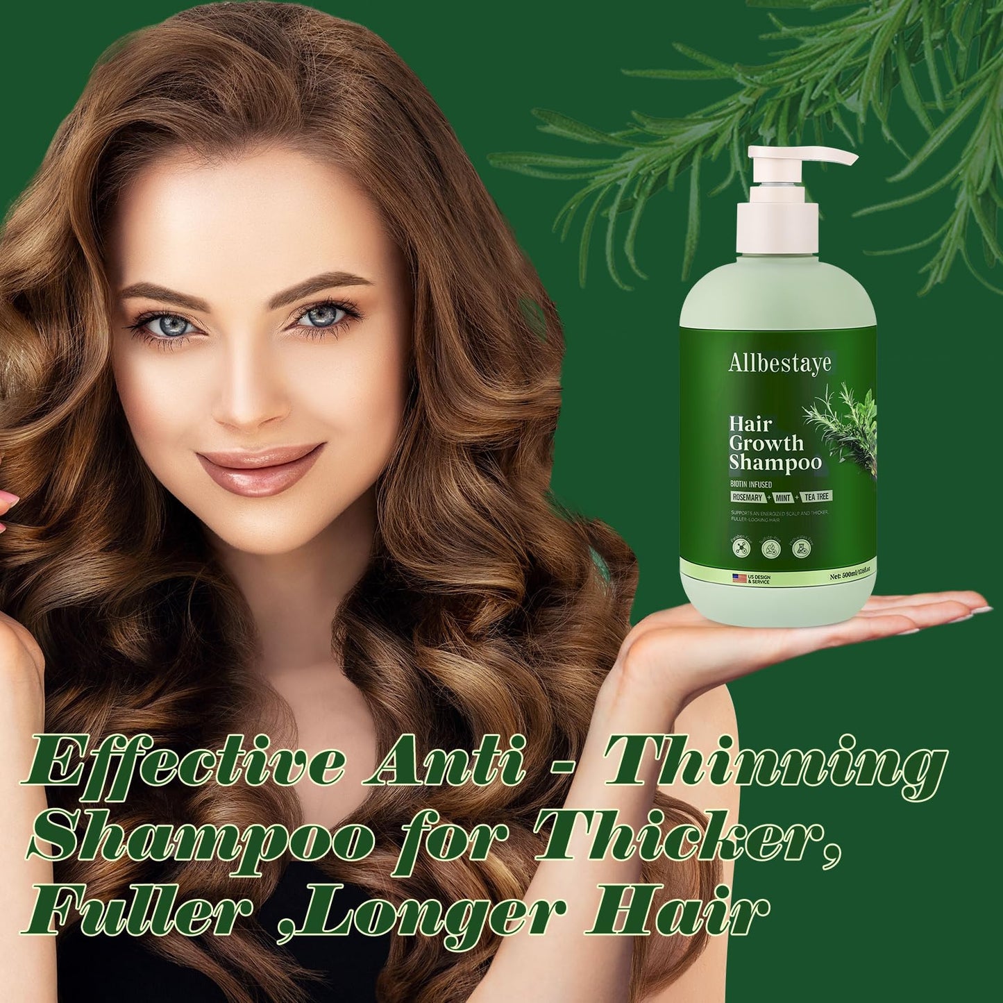 Rosemary Shampoo for Hair Growth with Biotin for Thinning Hair for Women & Men, Rosemary Hair Growth Shampoo with Mint & Tea Tree Oil, Strengthening & Regrowth Formula for Hair Loss 16.9 oz