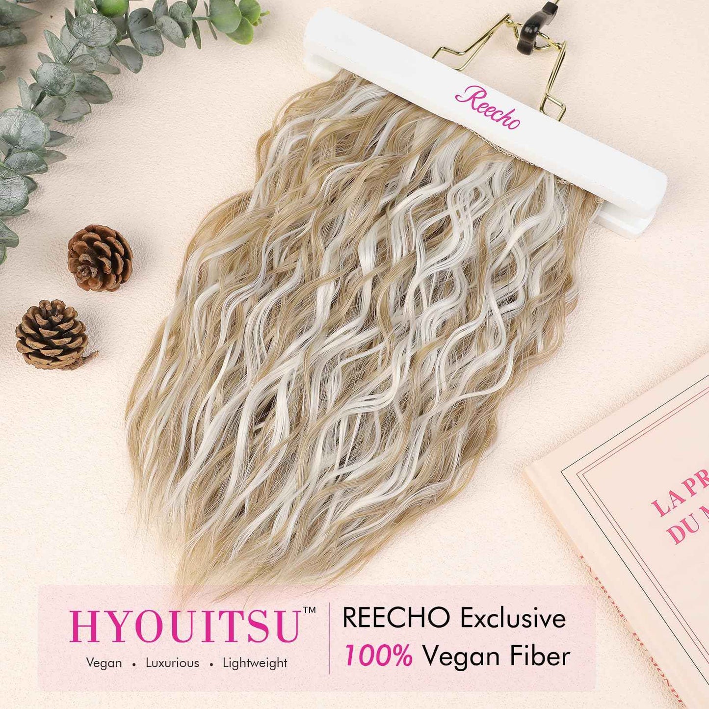 REECHO Clip in Hair Extensions, 4PCS Hair Extensions 12" Short Curly Wavy Blonde hair extensions Invisible Lace Weft Natural Soft Hairpieces for Women – Ash Blonde with Highlights