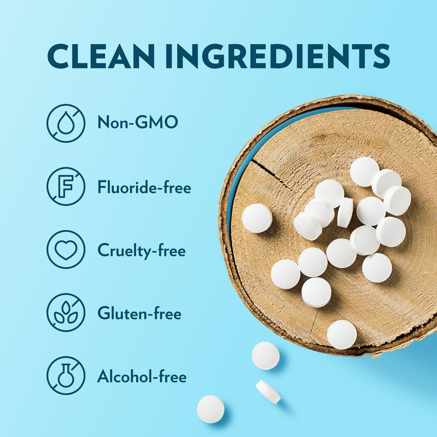 ECOFAM Peppermint Mouthwash Tablets - Chewable Tablet for Fresh Breath Fluoride Free Alcohol Free Travel Size Mouthwash - 90 Tablets