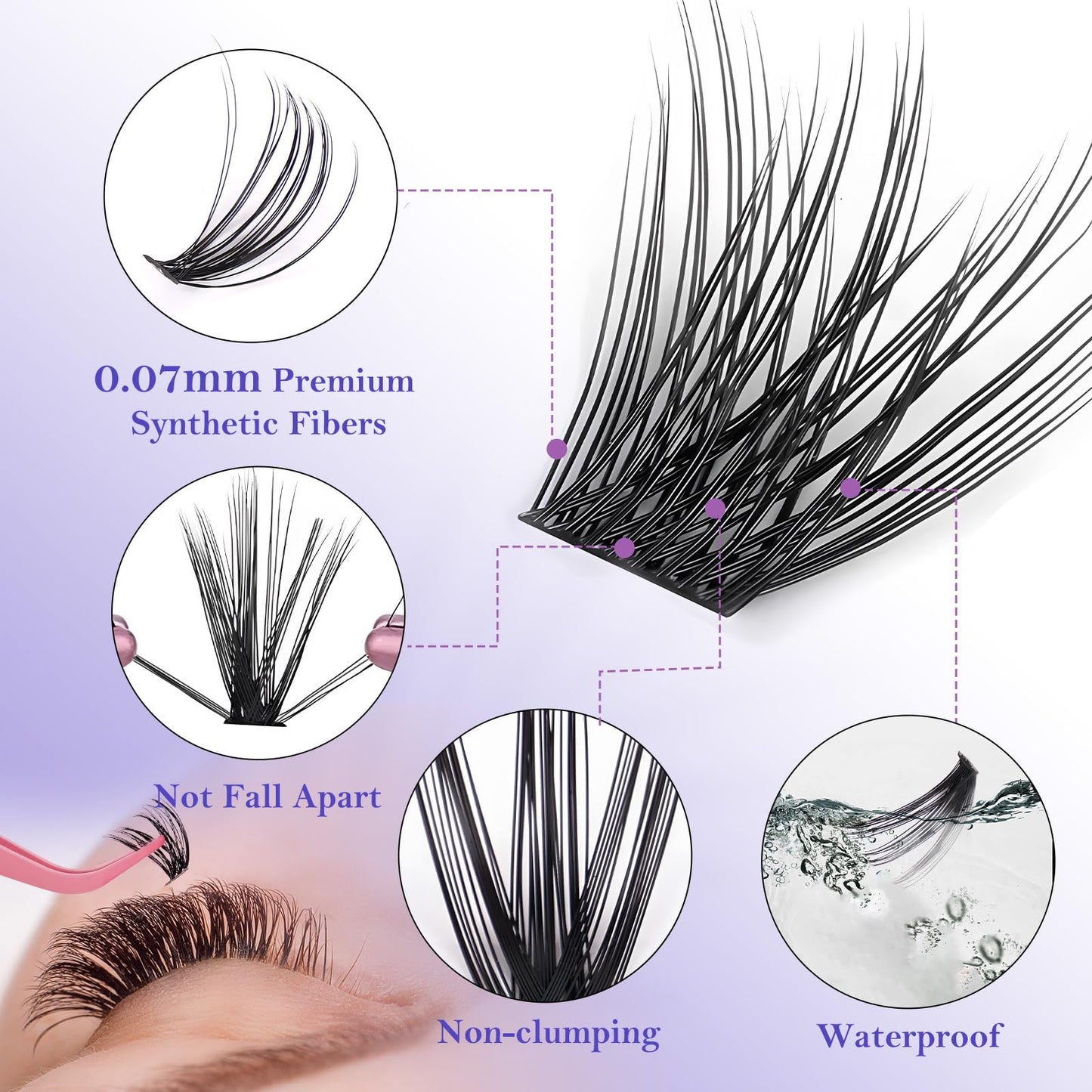 FENG BEAUTY Lash Clusters Kit – 240pcs Wispy Eyelash Clusters with Tweezer, Bond & Seal, 30D/40D, 10–16mm Fluffy Individual Lashes, Natural Look, Waterproof DIY Cluster Lash Extensions for Daily Wear