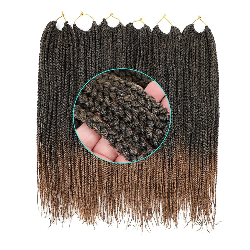 Crochet Box Braids 18in 144 Pcs Bundle, 6 Packs, #1B/27, 1B/27 Variation