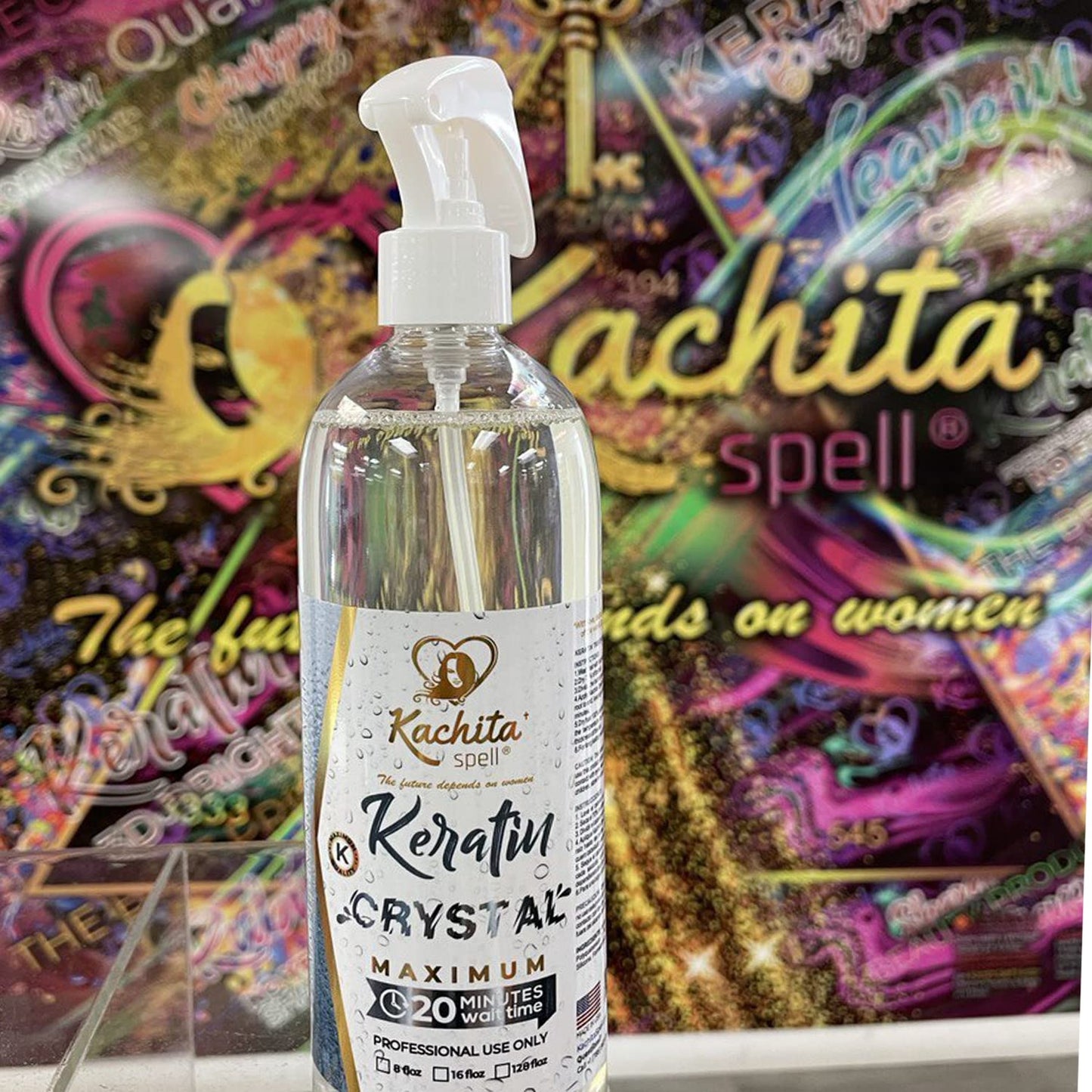NEW Keratin Crystal Maximun Kachita Spell 20 min Express HairTreatment 16 floz long Lasting Blowout Professional Results Straightening and Smoothing Queratina Keratina (16 oz)