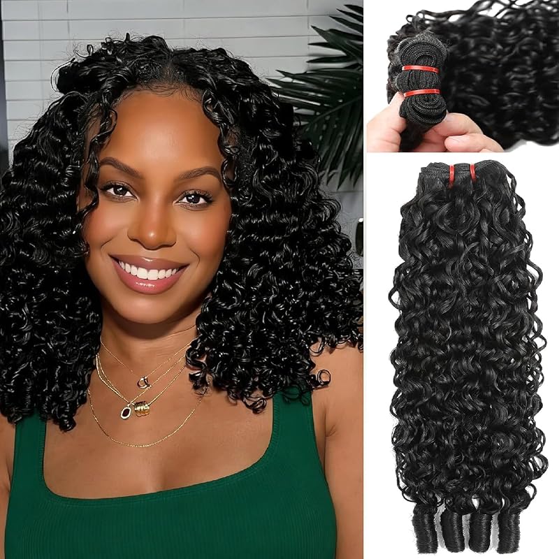 Burmese Curly Hair Bundles Water Wave 3C4A 12" - Natural Black, 3 Bundles