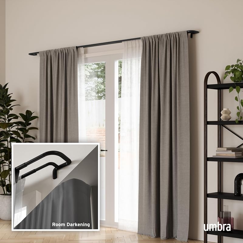 Umbra Twilight Blackout Double Curtain Rod 66-144 Inches Wrap Around