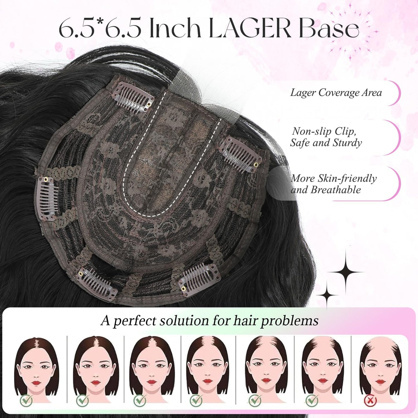 UDU 11inch Hair Topper for Women, Lightweight & Breathable Wiglet for Thinning Hair, Natural Look Volume Booster Hairpiece for Coverage, Ideal for Summer Wear