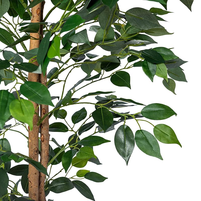 Artificial Ficus Tree 5FT - Realistic Leaves, Sturdy Nursery Pot, Indoor Outdoor Decor, 2-Pack