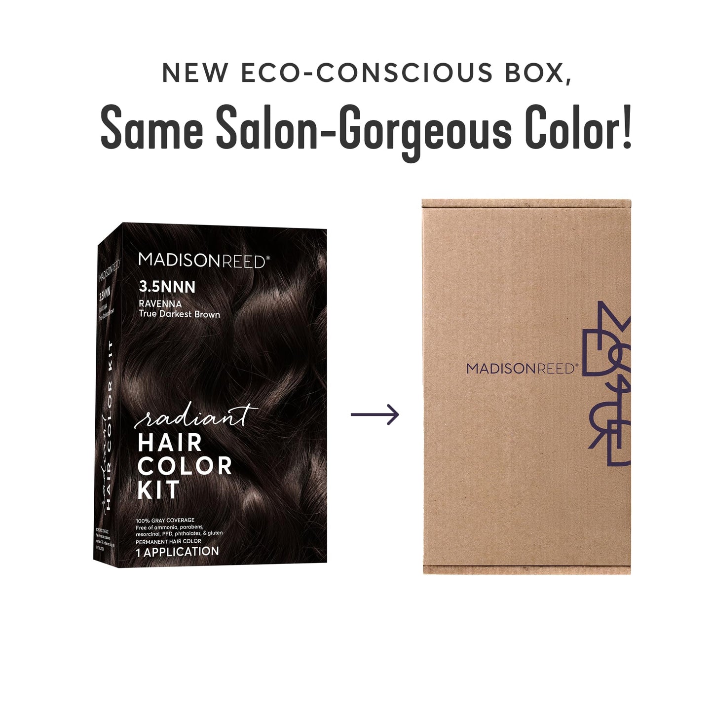 Madison Reed Radiant Hair Color Kit | 3.5NNN Darkest Brown (Ravenna Brown) for 100% Gray Hair Coverage | Salon Quality Permanent Hair Dye | PPD-Free & Ammonia-Free | (Packaging May Vary) 1 Pack