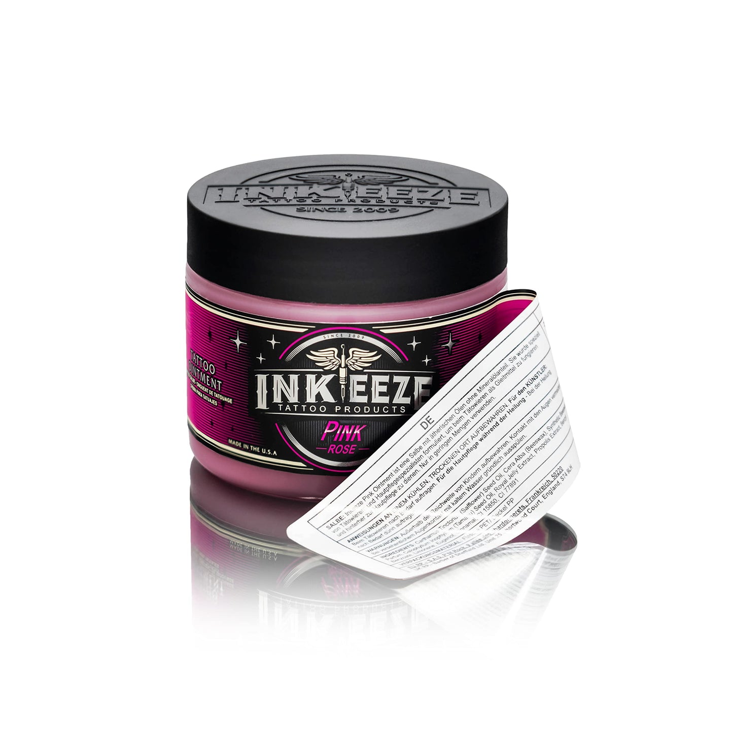 INK-EEZE Pink Tattoo Ointment for Artists and Aftercare, Essential Oils, Vegan, Cruelty Free, Made in USA, Bubble Gum, 6oz