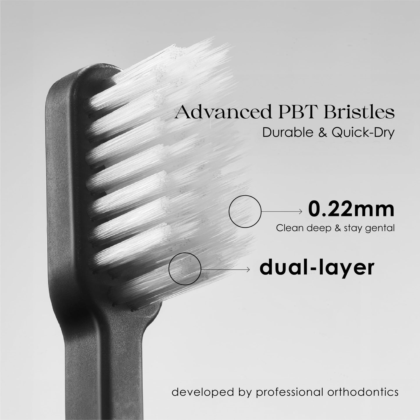 Minibox Folding Travel Toothbrush with Dual-Length Bristles & Case, Compact Mini Design for Business Trips, Camping, and Outdoor Activities, 1 Pack with 2 Extra Replaceable Brush Heads, Black