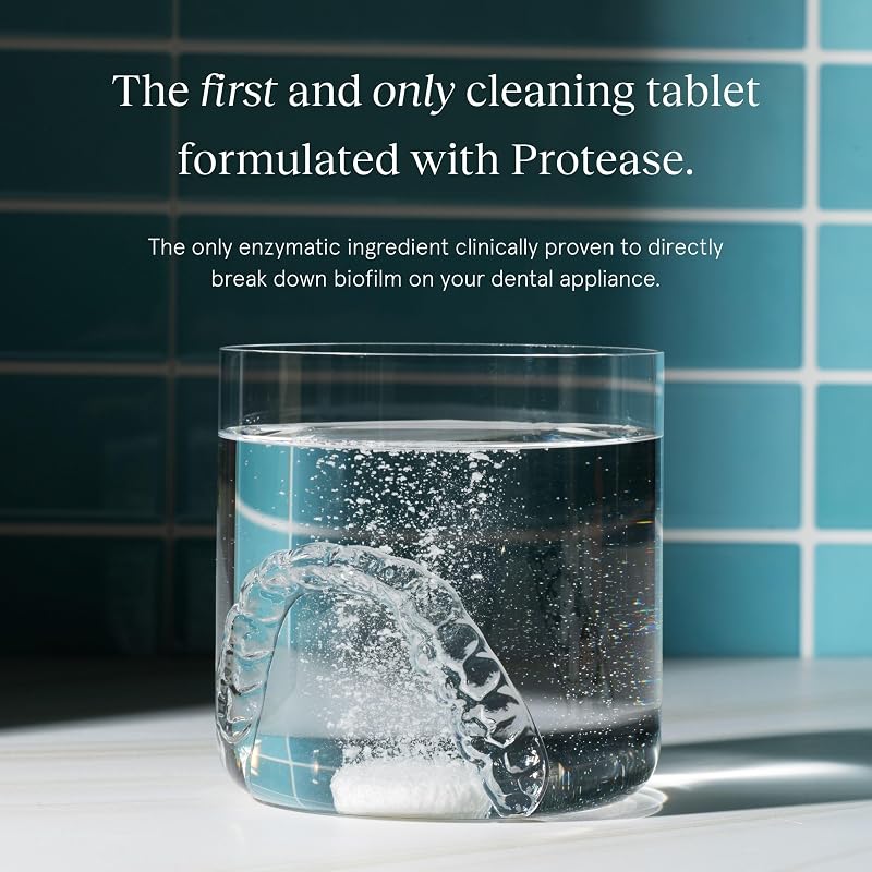 Denture Cleaning Tablets for Dental Appliances | Enzyme-Powered, Dye-Free 60 Tablet Pack
