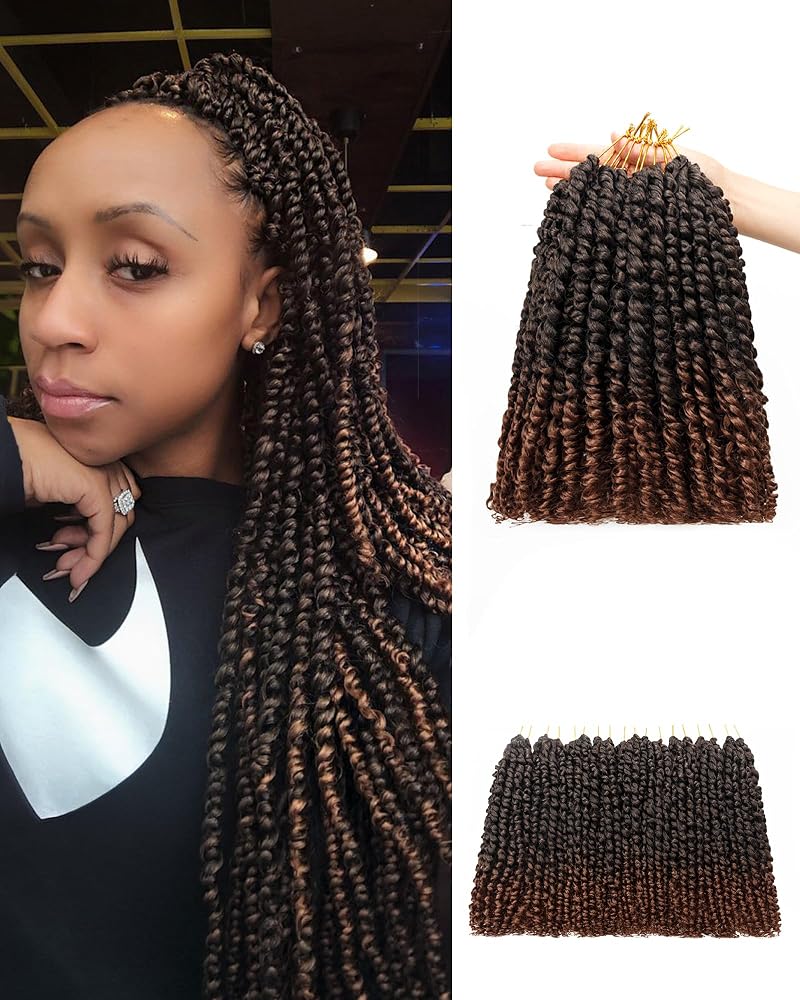 Pre-Looped Passion Twist Crochet Hair Extensions 12 Inch, Pack of 8 - T1B/30 Variation