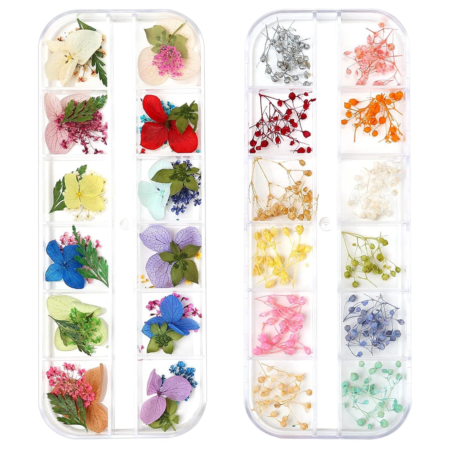 Mini Dried Flowers for Resin Craft & Nail Art - 6 Box Set (260+ Pieces)