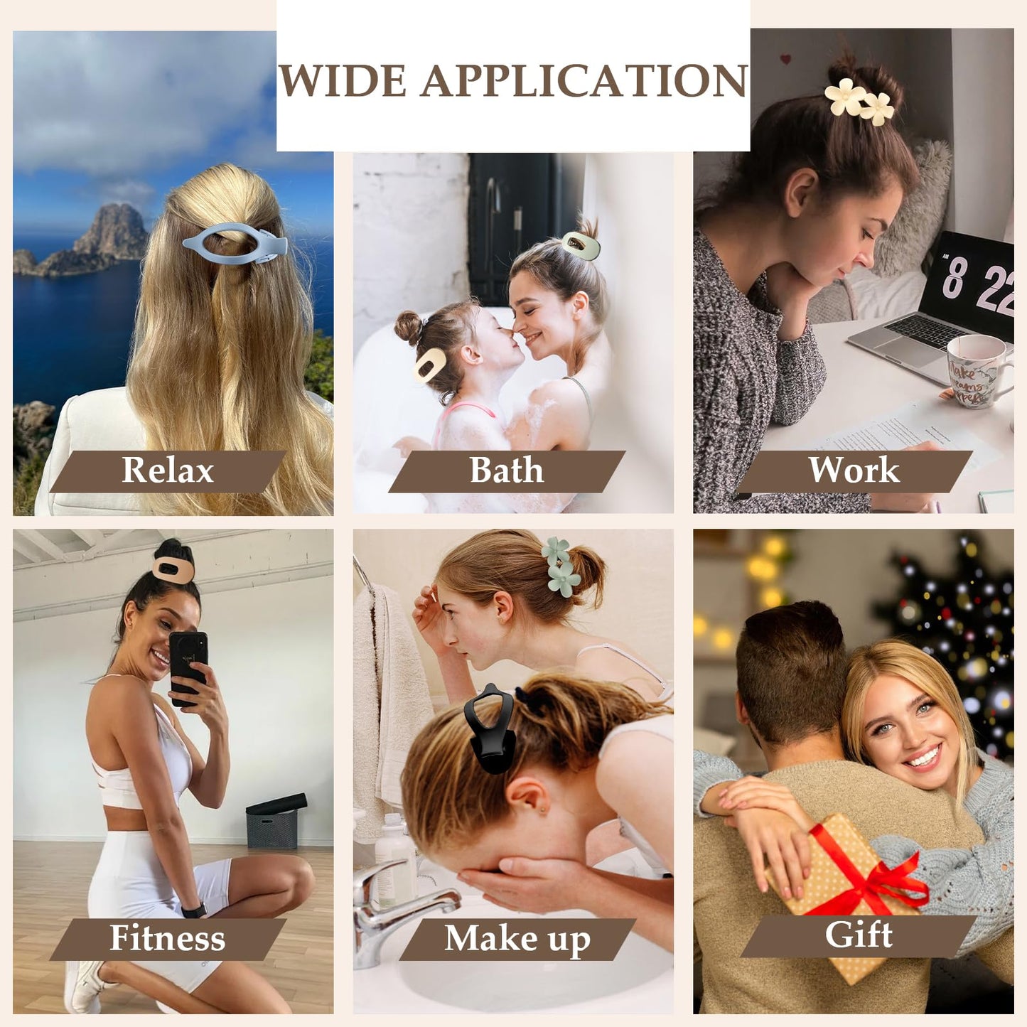 FASOTY 15 Pcs Flat Claw Clips for Women Girls, 3 Styles Non-slip Matte Flat Hair Clips for Thick & Thin Hair Prom Party Hair Accessories