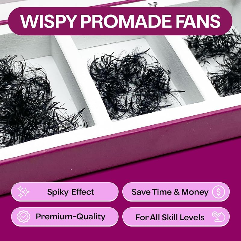 750 Wispy Premade Lash Fans 5D-9D 0.07mm C/C Curl - 3 Mixed Lengths, Glamgaze (Variation: 750 Fans 5D-0.07-C+9-10-11 mm)