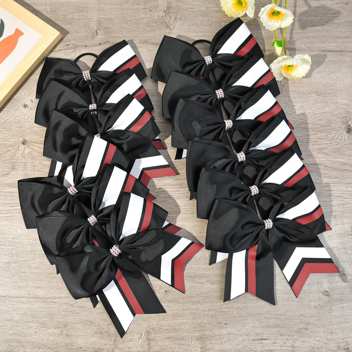 12PCS Cheer Bows Bulk Glitter Cheerleading Bows Girls Hair Bows Cheer Bows Elastic Band Ponytail Holder for Cheerleaders Teen Girls College Sports Competition