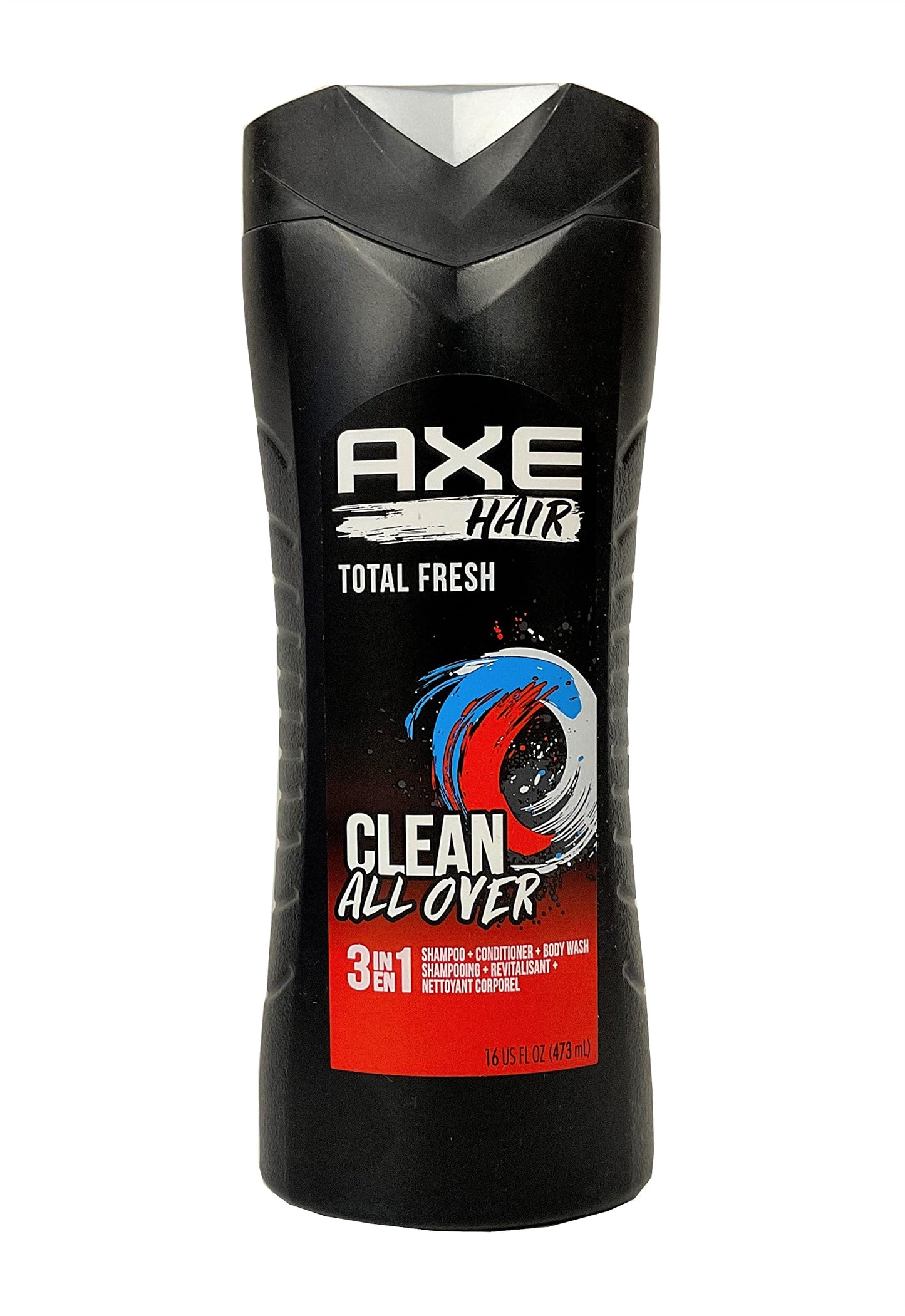 Axe Hair 3 in 1 - Total Fresh - Shampoo + Conditioner + Body Wash - Net Wt. 16 FL OZ (473 mL) Per Bottle - Pack of 3 Bottles