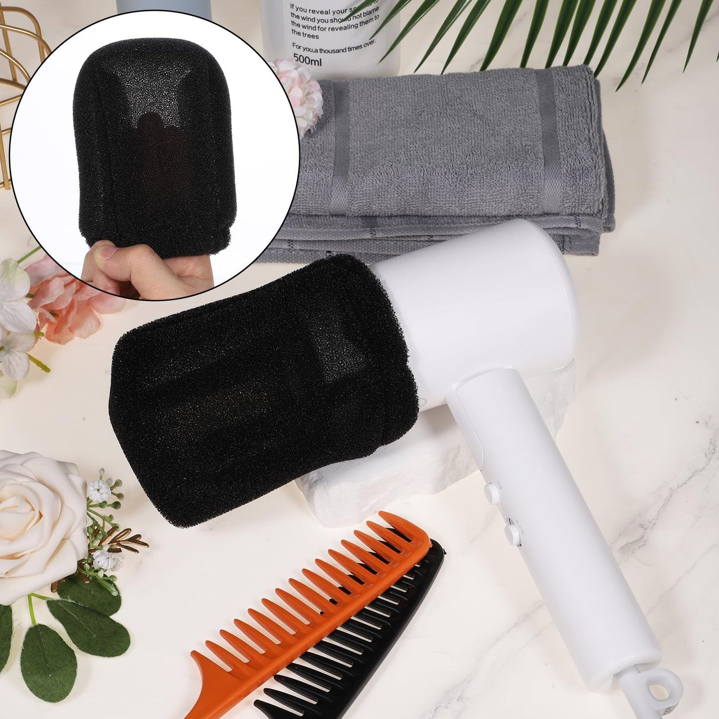 BOHUIZ 2Pcs Hair Dryer Sock Diffuser Cover, Universal Sponge Hair Dryer Diffuser Cover Hair Dryer Attachment Portable Soft Curly Hair Diffuser Cap for Home Travel Hotel Hairstyling Accessories