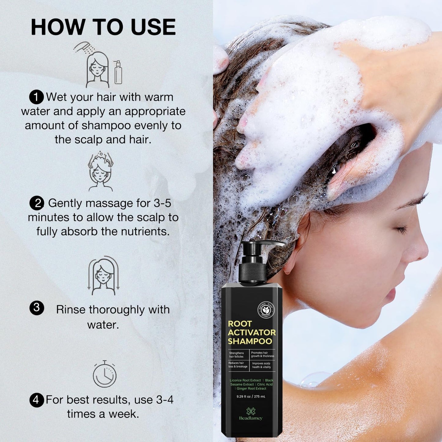 Root Activator Shampoo for Men: Hair Growth Shampoo for Hair Loss and Thinning Hair - 9.29 fl oz / 275 mL