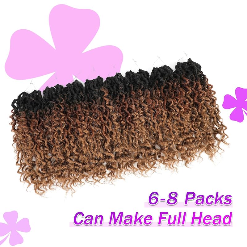 Goddess Locs Crochet Hair 12in 8 Packs 1B/30/27 Pre-Looped with Curly Ends - AMELI