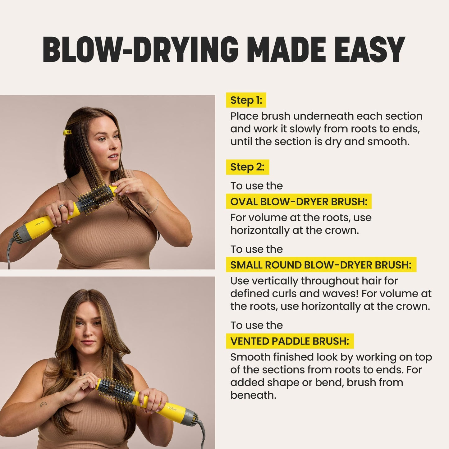 Drybar The Triple Shot Interchangeable Blow-Dryer Brush – Three Looks, One Hair Tool – Salon Styling Brush for Faster Blowouts