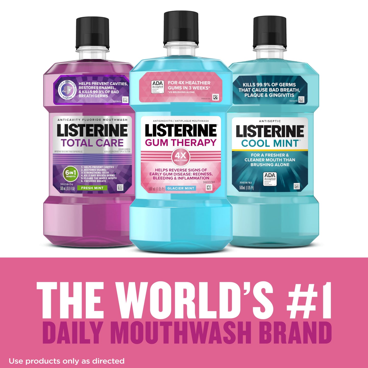 Listerine Gum Therapy Antiplaque & Anti-Gingivitis Mouthwash, ADA Accepted Oral Rinse Helps Reverse Early Gingivitis Signs Like Bleeding Gums, 4X Healthier Gums in 3 Weeks vs Brushing Alone, Mint, 1 L