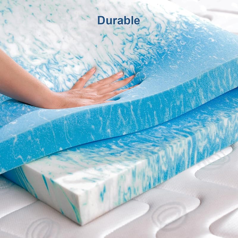 Full-3 Inch Memory Foam Mattress Topper with Cooling Gel Infusion - 54 x 75