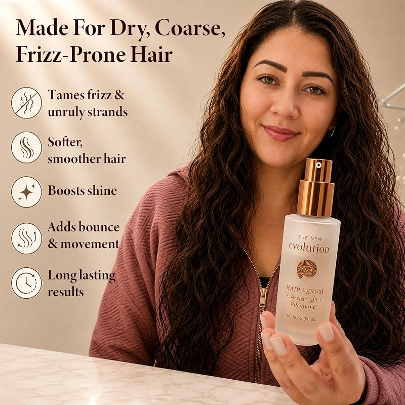 Evolution Argan Oil Serum with Vitamin E and Aloe Vera - 4 Pack, Frizz Control for Dry, Damaged Hair
