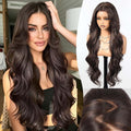 Luwila 30in 13x4 HD Lace Front Wig Glueless Pre-Cut Natural Hairline, Dark Brown Highlight #FS4/30