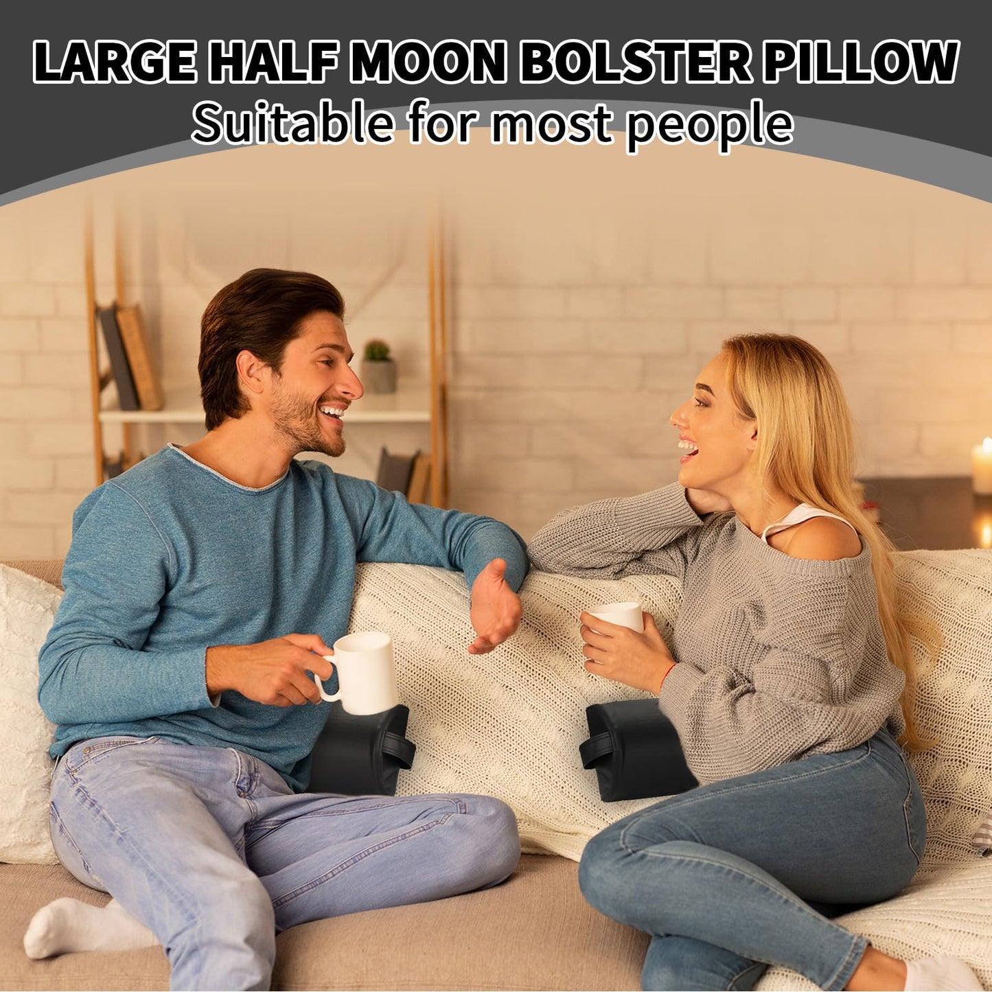 Ripeng 4 Pcs Half Round Massage Table Bolster Pillow Pad Semi-Round Massage Pillow Cushion with Strap Handle Black Durable Professional Bolster Support Pad for Leg, Knee, Neck, Back, Spa