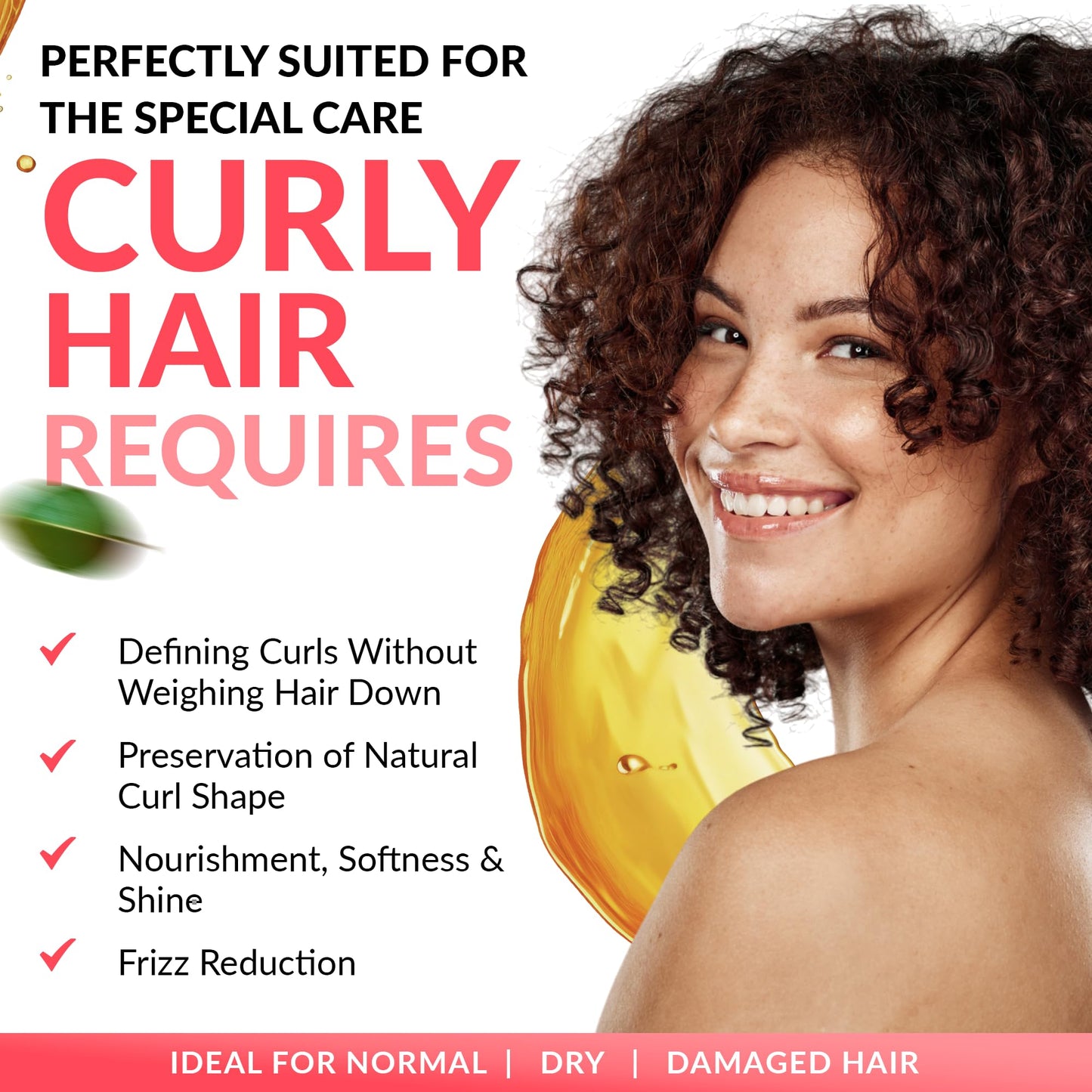 Curl Cream – Lightweight Leave-In Curl Defining Cream for Curly & Wavy Hair, Anti-Frizz Moisturizer and Curl Activator Texturizer with Macadamia and Argan Oil, 8.1 fl oz