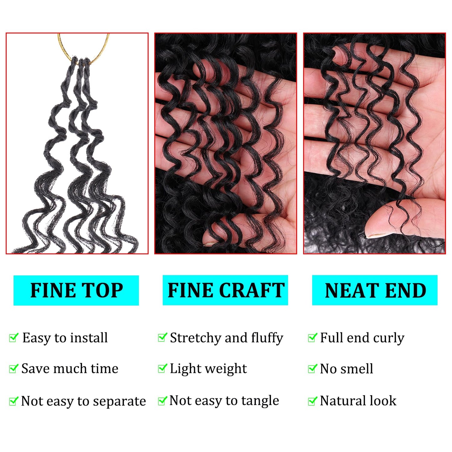 Leeven Pre Looped Micro Kinky Curly crochet Hair 12 Inch 8 Packs Black Micro Curly Braiding Hair For Mini Passion Twist (1B#)